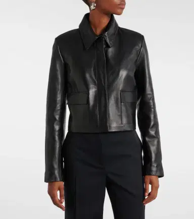 Nour Hammour Bleeker cropped leather jacket | Thumbnail 3