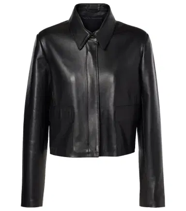 Nour Hammour Bleeker cropped leather jacket | Thumbnail 1