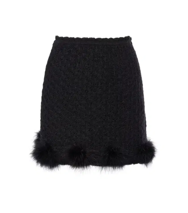 BLUMARINE Feather-trimmed knitted miniskirt
