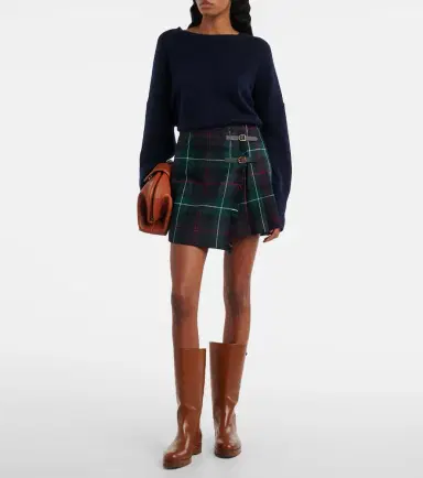 Polo Ralph Lauren Plaid pleated wool twill wrap Skirt | Thumbnail 2