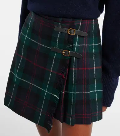 Polo Ralph Lauren Plaid pleated wool twill wrap Skirt | Thumbnail 4