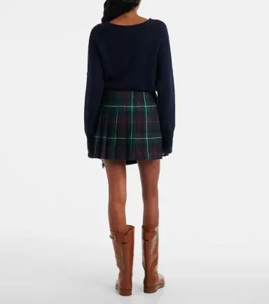 Polo Ralph Lauren Plaid pleated wool twill wrap Skirt | Thumbnail 5