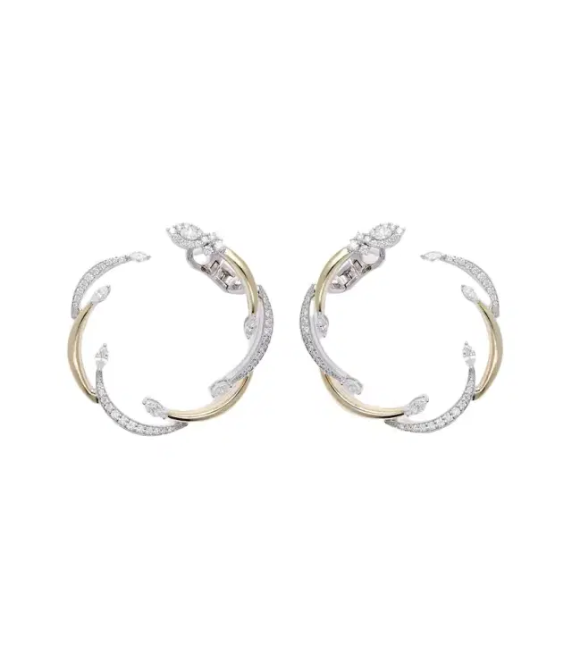 Yeprem Golden Strada 18kt yellow and white gold hoop earrings with diamonds