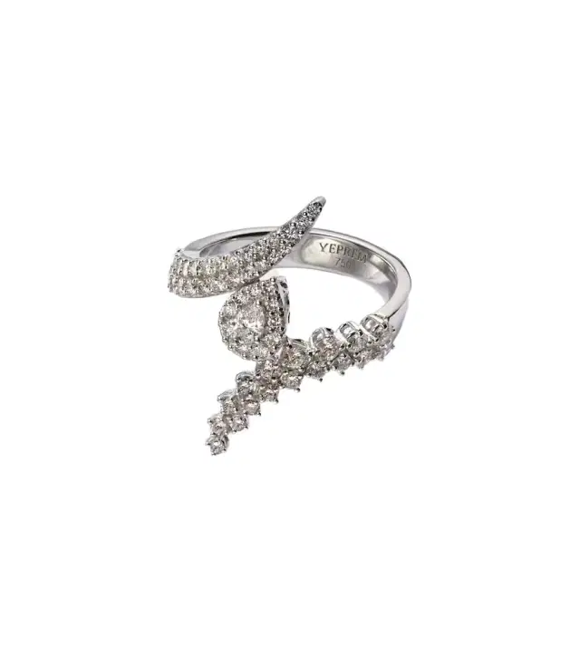 Yeprem Y-Not 18kt white gold ring with diamonds