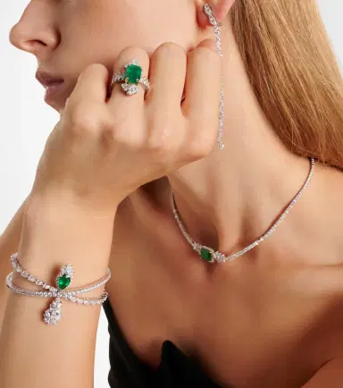 YEPREM Reign Supreme 18kt white gold ring with diamonds and emerald | Thumbnail 5 YEPREM Reign Supreme 18kt white gold ring with diamonds and emerald | Thumbnail 5