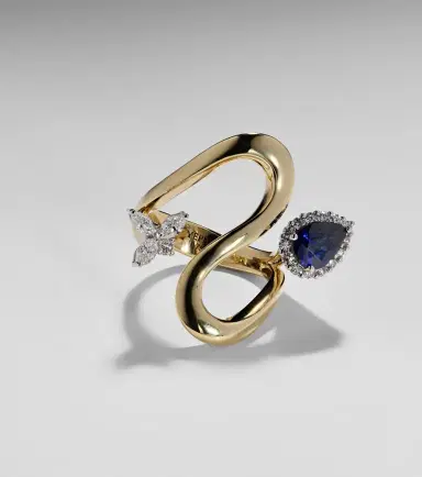 YEPREM Reign Supreme 18kt gold ring with diamonds and sapphires | Thumbnail 3 YEPREM Reign Supreme 18kt gold ring with diamonds and sapphires | Thumbnail 3