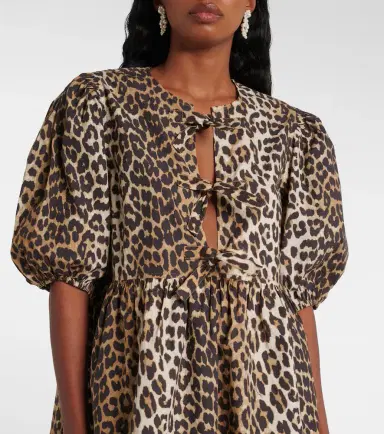 Ganni Leopard-print cotton minidress | Thumbnail 3
