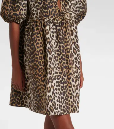 Ganni Leopard-print cotton minidress | Thumbnail 4