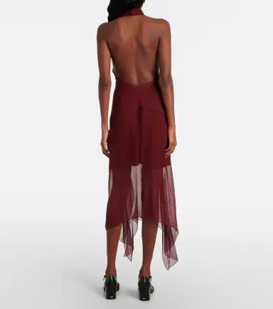 Ferragamo Asymmetric silk georgette minidress | Thumbnail 3