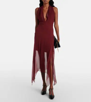 Ferragamo Asymmetric silk georgette minidress | Thumbnail 4