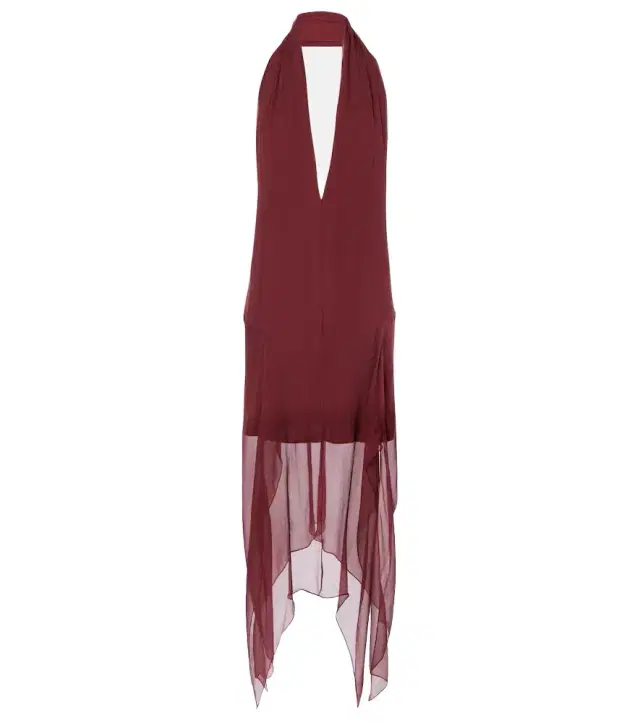 Ferragamo Asymmetric silk georgette minidress