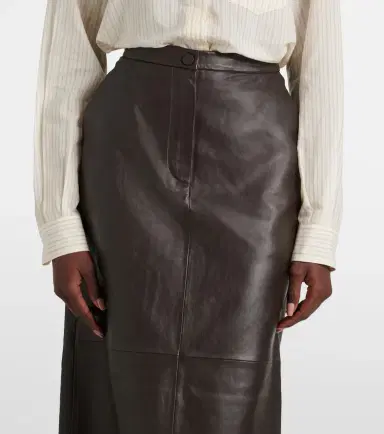 Yves Salomon Leather midi skirt | Thumbnail 4