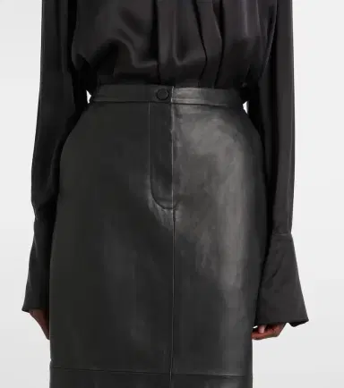 Yves Salomon Leather midi skirt | Thumbnail 3