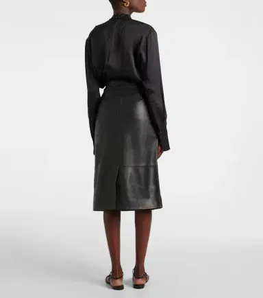 Yves Salomon Leather midi skirt | Thumbnail 4
