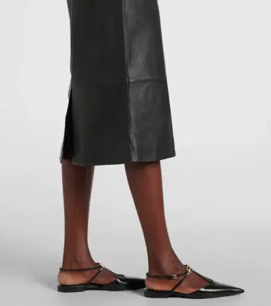 Yves Salomon Leather midi skirt | Thumbnail 5