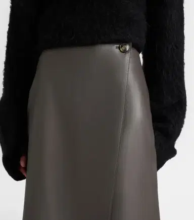 Yves Salomon Leather midi skirt | Thumbnail 3