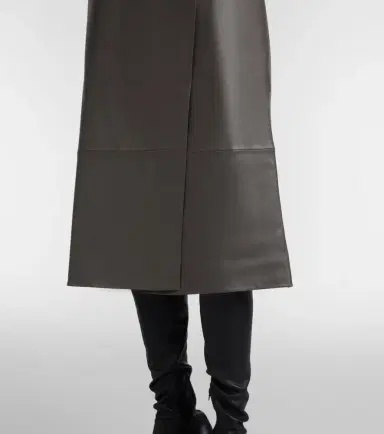 Yves Salomon Leather midi skirt | Thumbnail 5