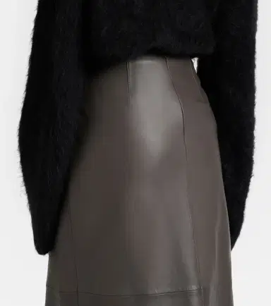 Yves Salomon Leather midi skirt | Thumbnail 6