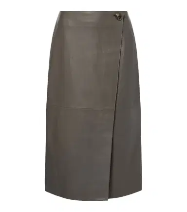 Yves Salomon Leather midi skirt | Thumbnail 1