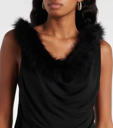 Coperni Boa feather-trimmed jersey top | Thumbnail 3