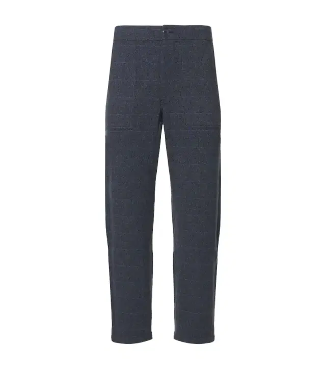 Herringbone checked cashmere straight pants