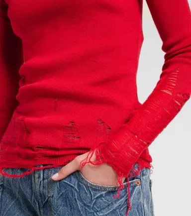 MM6 MAISON MARGIELA Distressed wool-blend turtleneck sweater | Thumbnail 3