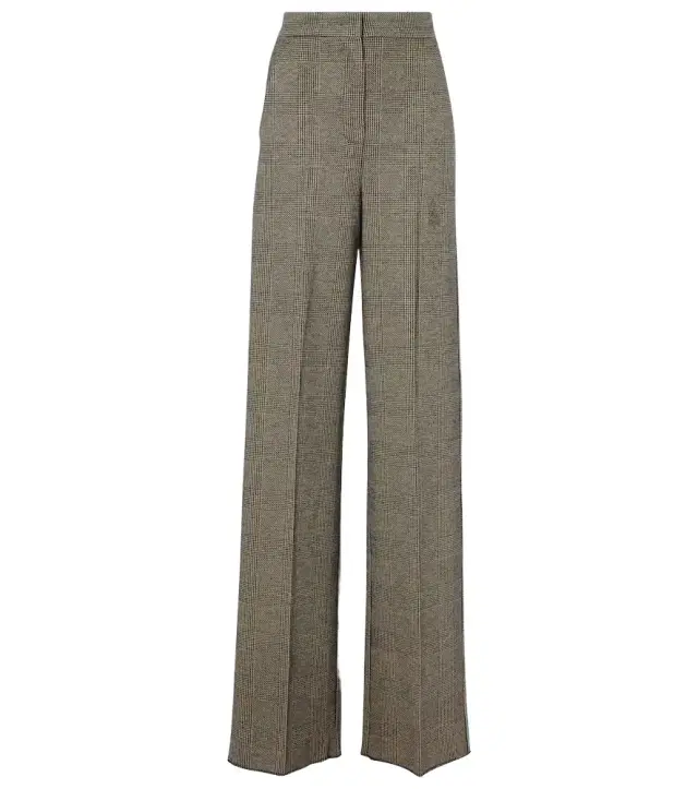 Max Mara Cognac houndstooth wool-blend straight pants