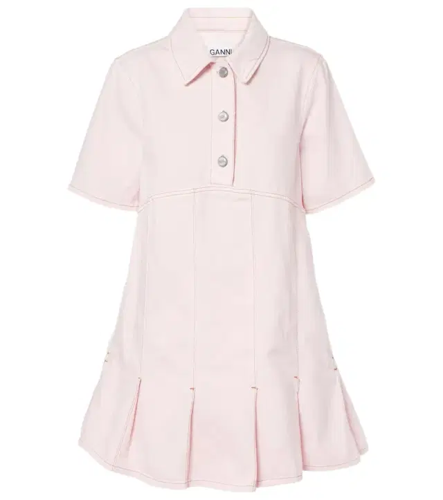Ganni Pleated denim shirt dress