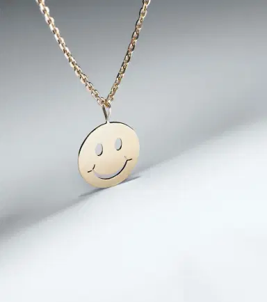 Sydney Evan Happy Face 14kt yellow gold charm necklace | Thumbnail 3