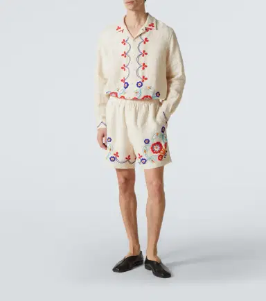 Bode Garden Party beaded linen Bermuda shorts | Thumbnail 3
