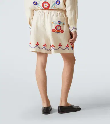 Bode Garden Party beaded linen Bermuda shorts | Thumbnail 5