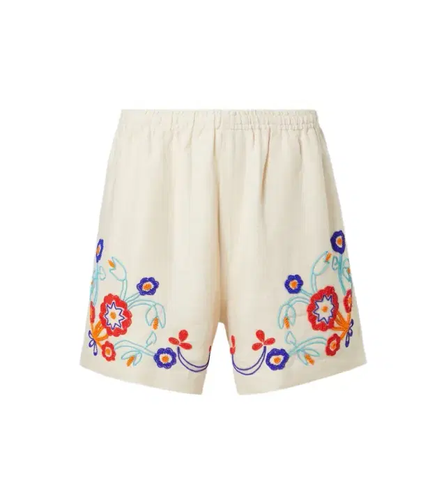 Bode Garden Party beaded linen shorts