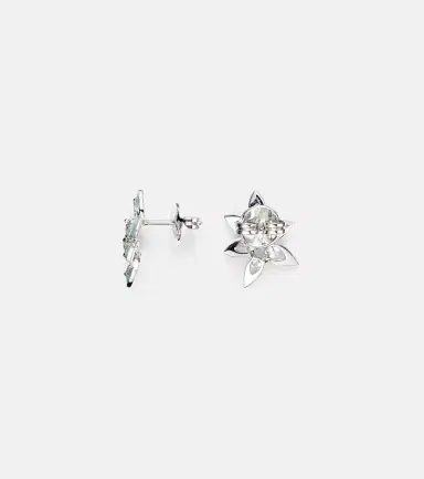 Kamyen Asymmetric floral 18kt white gold earrings with enamel and diamonds | Thumbnail 2 Kamyen Asymmetric floral 18kt white gold earrings with enamel and diamonds | Thumbnail 2
