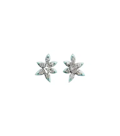 Kamyen Asymmetric floral 18kt white gold earrings with enamel and diamonds | Thumbnail 1 Kamyen Asymmetric floral 18kt white gold earrings with enamel and diamonds | Thumbnail 1