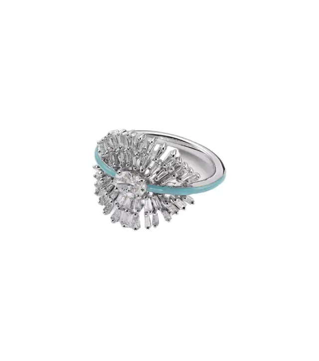 Kamyen 18kt white gold pinky ring with diamonds