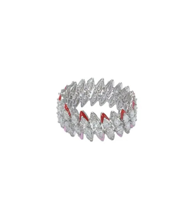 Kamyen 18kt white gold and enamel ring with diamonds