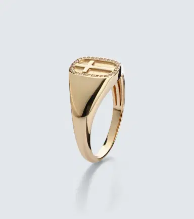 Sydney Evan Cross Icon 14kt yellow gold ring with diamonds | Thumbnail 2 Sydney Evan Cross Icon 14kt yellow gold ring with diamonds | Thumbnail 2