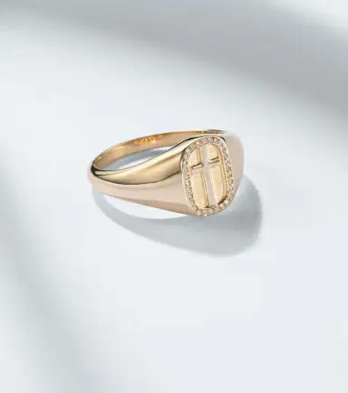 Sydney Evan Cross Icon 14kt yellow gold ring with diamonds | Thumbnail 4 Sydney Evan Cross Icon 14kt yellow gold ring with diamonds | Thumbnail 4