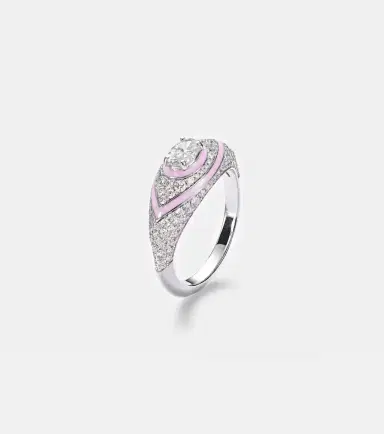 Kamyen Oval Eye 18kt white gold and enamel ring with diamonds | Thumbnail 2