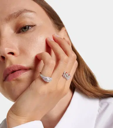 Kamyen Oval Eye 18kt white gold and enamel ring with diamonds | Thumbnail 4