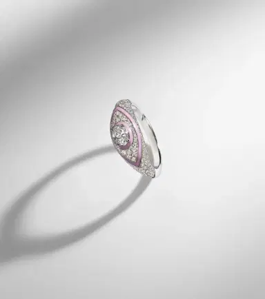 Kamyen Oval Eye 18kt white gold and enamel ring with diamonds | Thumbnail 5