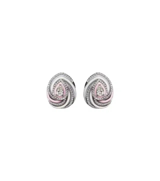 Oceane 18kt white gold earrings with enamel and diamonds