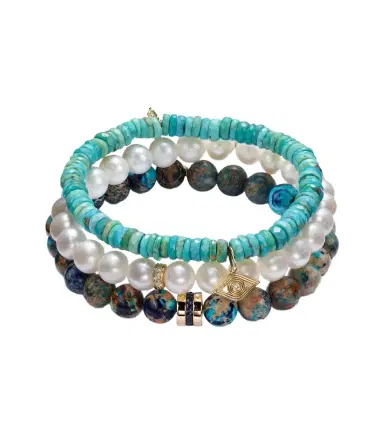 Sydney Evan Set of 3 14kt gold bracelets with gemstones | Thumbnail 1 Sydney Evan Set of 3 14kt gold bracelets with gemstones | Thumbnail 1