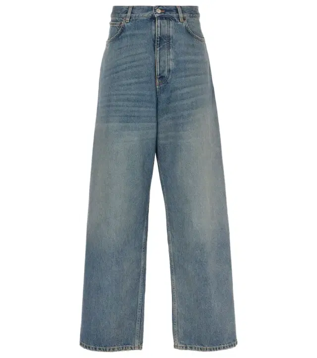 Faded mid-rise wide-leg jeans