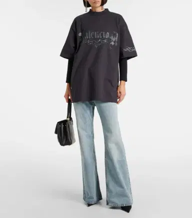 Balenciaga Logo oversized cotton jersey T-shirt | Thumbnail 2