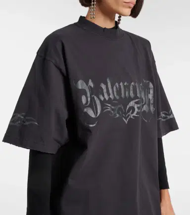Balenciaga Logo oversized cotton jersey T-shirt | Thumbnail 3