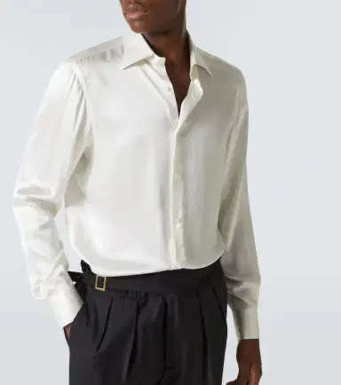 Rubinacci Silk satin tuxedo shirt | Thumbnail 4