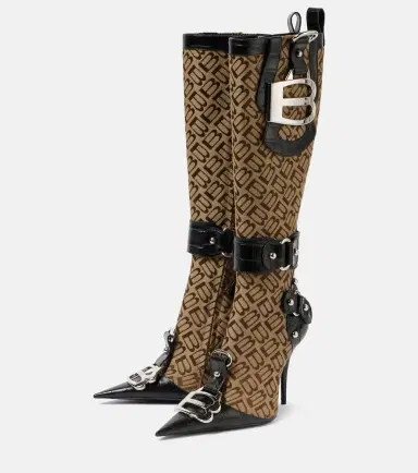 Balenciaga Essex leather-trimmed knee-high boots | Thumbnail 4