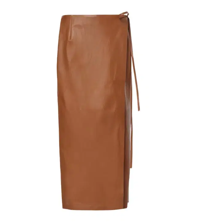 The Row Bert leather wrap skirt