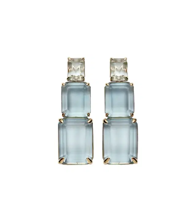 Mateo Arithmetic Composition 14kt gold drop earrings with topaz